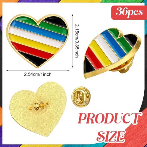 36 Pcs Disability Pride Month Heart Pins Bulk Heart Rainbow Pins He-art Rainbow Brooch Pin Women Men July Celebration Decor for Charity Event Party Supply Clothes Bags Accessories Gifts in Saudi Arabia