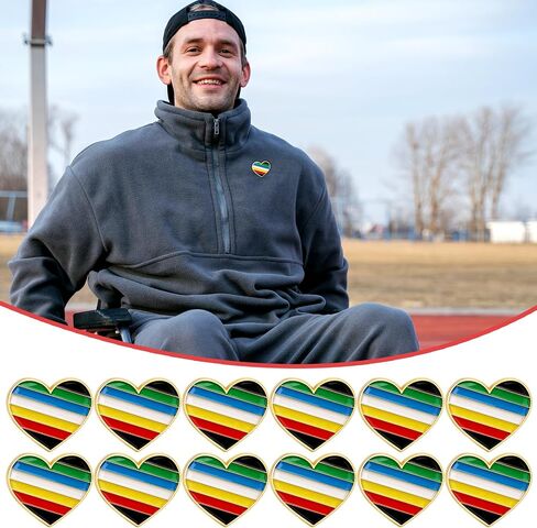 36 Pcs Disability Pride Month Heart Pins Bulk Heart Rainbow Pins He-art Rainbow Brooch Pin Women Men July Celebration Decor for Charity Event Party Supply Clothes Bags Accessories Gifts in Saudi Arabia