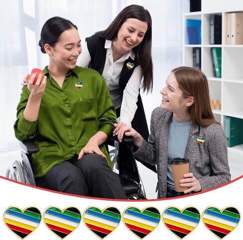 36 Pcs Disability Pride Month Heart Pins Bulk Heart Rainbow Pins He-art Rainbow Brooch Pin Women Men July Celebration Decor for Charity Event Party Supply Clothes Bags Accessories Gifts in Saudi Arabia