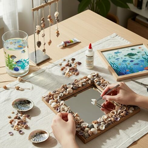 1500 Pcs Tiny Sea Shells for Crafting, Mini Seashells Mixed Ocean Beach Vase Filler for Beach Theme Party, Small Shells for Craft, Fish Tank Vase Filler DIY Craft Supplies in Kuwait