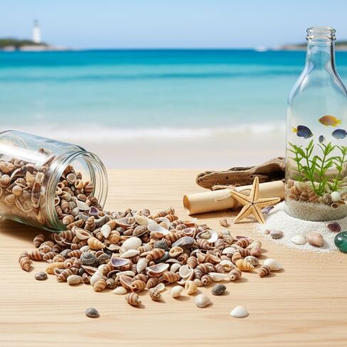 1500 Pcs Tiny Sea Shells for Crafting, Mini Seashells Mixed Ocean Beach Vase Filler for Beach Theme Party, Small Shells for Craft, Fish Tank Vase Filler DIY Craft Supplies in Kuwait