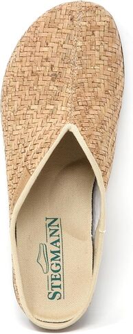 Stegmann Women's Maria Woven Cork Mule – Lightweight Natural Cork Basket-Weave Upper, Canvas-Lined Removable Arch Support Insole, Wide Toe Box Summer Clog – Medium Width in Saudi Arabia