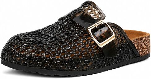 Clear Jelly Mules Clogs for Women Slip On Closed Round Toe Mesh Hollow Flat Jelly Shoes Sandals with Adjustable Buckle Non-Slip Beach Jellies Slides Flats Shoes in Saudi Arabia
