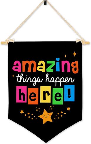 Positive Affirmations Wall Decor for Kids, Welcome Back to School Wall Banner, Motivational Wall Banner for classroom, Amazing Things Happen Here in Saudi Arabia