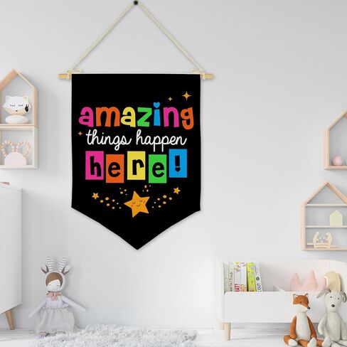 Positive Affirmations Wall Decor for Kids, Welcome Back to School Wall Banner, Motivational Wall Banner for classroom, Amazing Things Happen Here in Saudi Arabia