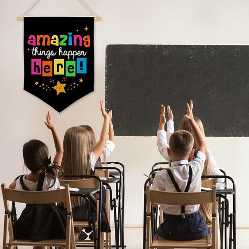 Positive Affirmations Wall Decor for Kids, Welcome Back to School Wall Banner, Motivational Wall Banner for classroom, Amazing Things Happen Here in Saudi Arabia