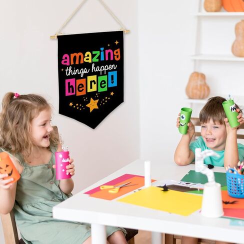 Positive Affirmations Wall Decor for Kids, Welcome Back to School Wall Banner, Motivational Wall Banner for classroom, Amazing Things Happen Here in Saudi Arabia