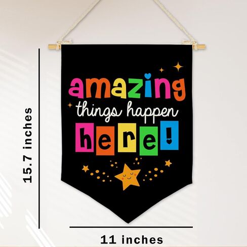 Positive Affirmations Wall Decor for Kids, Welcome Back to School Wall Banner, Motivational Wall Banner for classroom, Amazing Things Happen Here in Saudi Arabia