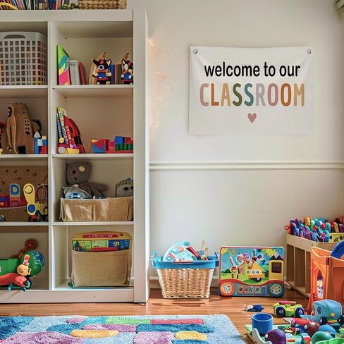 Classroom Wall Decor for Teacher, Boho Welcome To Our Classroom Canvas Banner Wall Hanging Banner Flag Decor, Back to School Wall Flags for Classroom School Nursery Playroom, 30x20 inches in Saudi Arabia