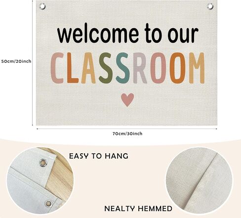 Classroom Wall Decor for Teacher, Boho Welcome To Our Classroom Canvas Banner Wall Hanging Banner Flag Decor, Back to School Wall Flags for Classroom School Nursery Playroom, 30x20 inches in Saudi Arabia