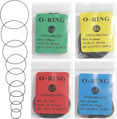 80pcs Watch Gaskets O Ring 0.5 0.6 0.7 0.8 Mm Wristwatch O-Ring Watches Gaskets Rubber Seal Assorted Watch Back Gasket Replacement O Rings for Repair Accessories Parts in Kuwait