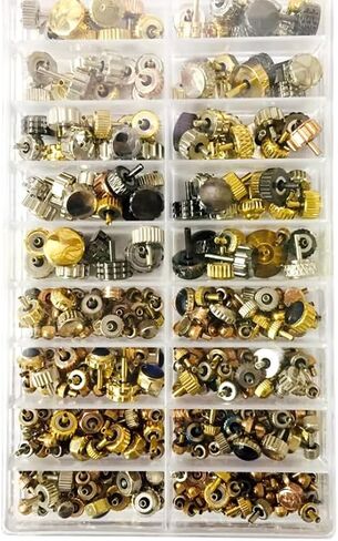 150-160pcs/Box Watch Crown Spare Parts, Silver Bronze Copper Assorted Watch Crown Parts Replacement Accessories in Saudi Arabia
