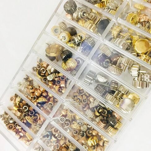 150-160pcs/Box Watch Crown Spare Parts, Silver Bronze Copper Assorted Watch Crown Parts Replacement Accessories in Saudi Arabia