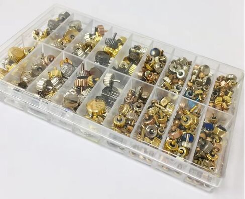 150-160pcs/Box Watch Crown Spare Parts, Silver Bronze Copper Assorted Watch Crown Parts Replacement Accessories in Saudi Arabia