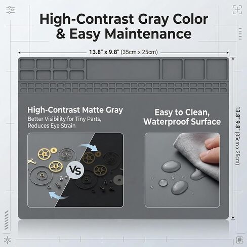 Silicone Repair Mat Non-Slip Workbench Pad for Soldering Heat Gun and Electronics Repair Anti-Static Desk Organizer for Watchmaker DIY and Phone Maintenance (Gray) in Saudi Arabia
