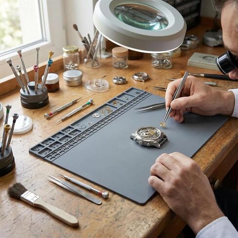 Silicone Repair Mat Non-Slip Workbench Pad for Soldering Heat Gun and Electronics Repair Anti-Static Desk Organizer for Watchmaker DIY and Phone Maintenance (Gray) in Saudi Arabia