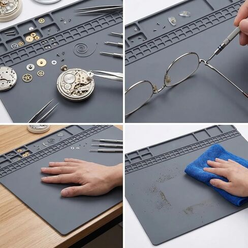 Silicone Repair Mat Non-Slip Workbench Pad for Soldering Heat Gun and Electronics Repair Anti-Static Desk Organizer for Watchmaker DIY and Phone Maintenance (Gray) in Saudi Arabia