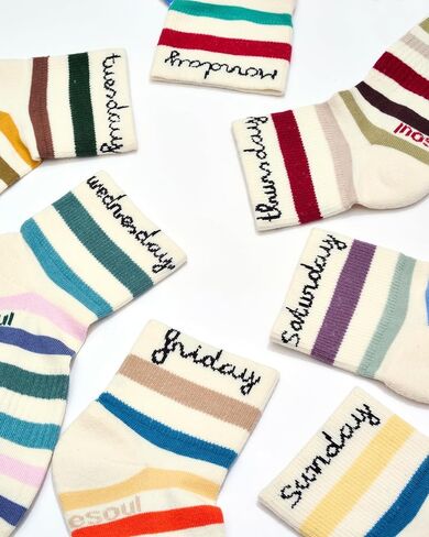 doublesoul Men & Women Striped Days Of The Week 7 Pack Quarter Socks, Organic Cotton in Saudi Arabia