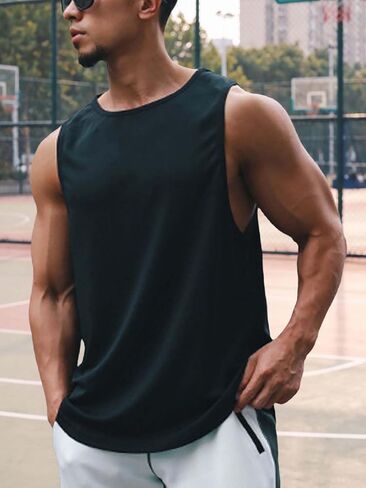 Men's Quick Dry Tank Tops, Sleeveless Gym Workout Shirts, Moisture Wicking Muscle Tee for Sports in Kuwait