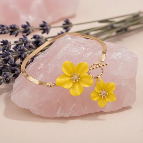 Flower Charm Anklet for Women Dainty Floral Ankle Bracelet Minimalist Beach Jewelry for Summer Vacation Party Casual Wear 9.45 in in Kuwait