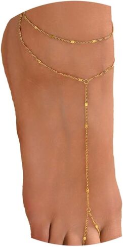 Dainty Gold Barefoot Anklet Jewelry for Women 18K Gold Plated Stainless Steel Anklet Delicate Adjustable Toe Foot Chain Bracelet for Daily Party Beach Vacation Wear in Saudi Arabia