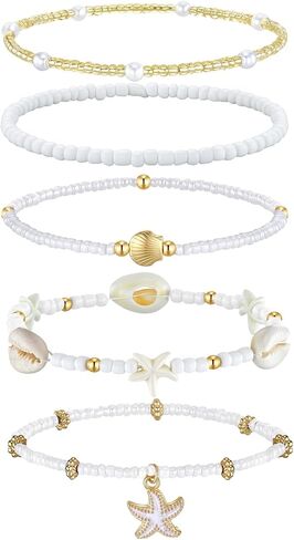 Cicy Bell Boho Ankle Bracelets for Women Beachy Shell Starfish Charm Layered Anklets Non Tarnish Summer Vacation Foot Jewelry Gift in Saudi Arabia