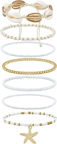 Cicy Bell Boho Ankle Bracelets for Women Beachy Shell Starfish Charm Layered Anklets Non Tarnish Summer Vacation Foot Jewelry Gift in Saudi Arabia