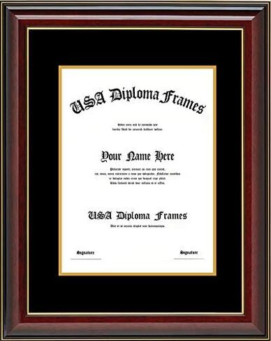 Cherry Glossy with Gold Trim Diploma Frame with Black Suede Matting (Used for 11x14 Vertical documents or certificates) in Saudi Arabia