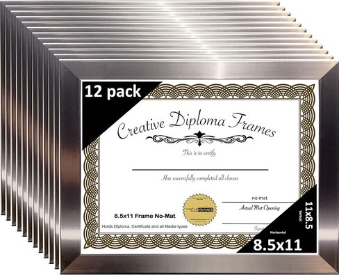Creative Picture Frames 8.5X11Ss Stainless Steel Finish, Diploma Frame, Holds 8.5 By 11-Inch Graduation Documents with Stand And Wall Hanger in Kuwait