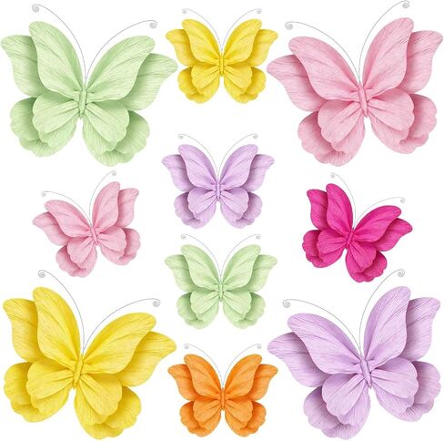 3D Paper Butterfly Decorations, 10Pcs Large Butterfly Wall Room Decor 6 Colors 2 Sizes Hanging Butterflies Party Decoration for Birthday Wedding Baby Shower Party Supplies in Saudi Arabia