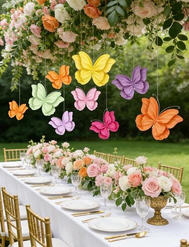 3D Paper Butterfly Decorations, 10Pcs Large Butterfly Wall Room Decor 6 Colors 2 Sizes Hanging Butterflies Party Decoration for Birthday Wedding Baby Shower Party Supplies in Saudi Arabia
