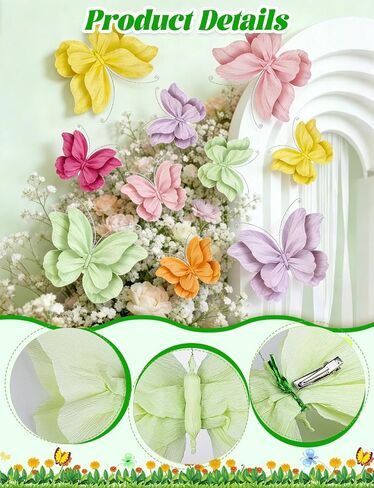 3D Paper Butterfly Decorations, 10Pcs Large Butterfly Wall Room Decor 6 Colors 2 Sizes Hanging Butterflies Party Decoration for Birthday Wedding Baby Shower Party Supplies in Saudi Arabia