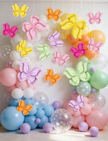 3D Paper Butterfly Decorations, 10Pcs Large Butterfly Wall Room Decor 6 Colors 2 Sizes Hanging Butterflies Party Decoration for Birthday Wedding Baby Shower Party Supplies in Saudi Arabia