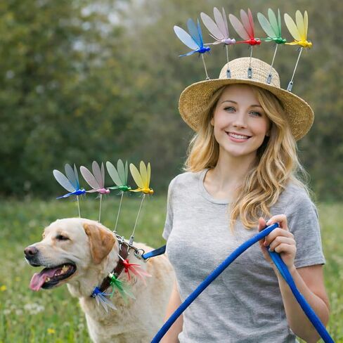 20 Pcs Dragonfly Clips for Bugs Repellent, 3D Artificial Dragonfly Hat Clips Garden Decor, Garden Bird and Fly Scare Devices for Indoor Outdoor Material Optimized in Kuwait