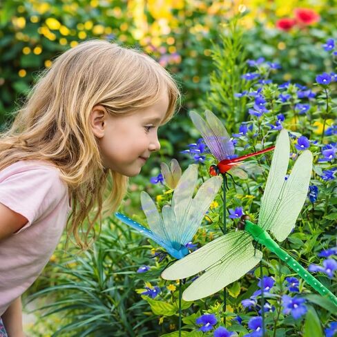 20 Pcs Dragonfly Clips for Bugs Repellent, 3D Artificial Dragonfly Hat Clips Garden Decor, Garden Bird and Fly Scare Devices for Indoor Outdoor Material Optimized in Kuwait