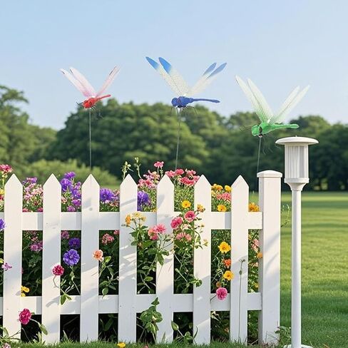 20 Pcs Dragonfly Clips for Bugs Repellent, 3D Artificial Dragonfly Hat Clips Garden Decor, Garden Bird and Fly Scare Devices for Indoor Outdoor Material Optimized in Kuwait