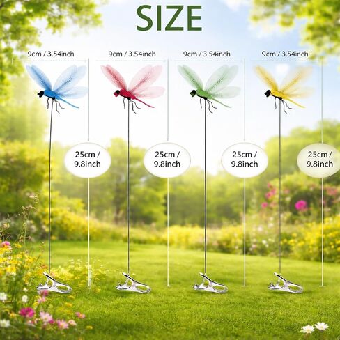 20 Pcs Dragonfly Clips for Bugs Repellent, 3D Artificial Dragonfly Hat Clips Garden Decor, Garden Bird and Fly Scare Devices for Indoor Outdoor Material Optimized in Kuwait