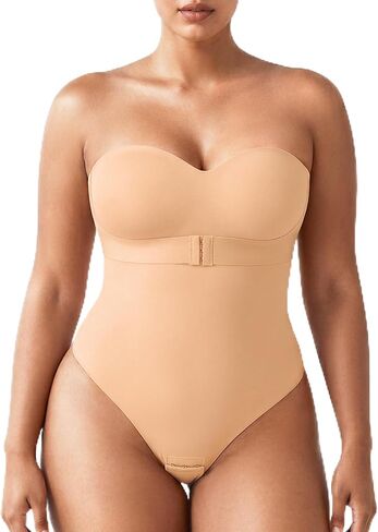 Shapewear Bodysuit Tummy Control Strapless Bra Shapewear for Women Strapless Faja Body Shaper Thong Light Shapewear Beige 2XL in Saudi Arabia