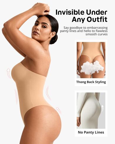 Shapewear Bodysuit Tummy Control Strapless Bra Shapewear for Women Strapless Faja Body Shaper Thong Light Shapewear Beige 2XL in Saudi Arabia