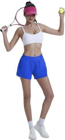 Athletic Running Shorts for Women with Zipper Pocket Soft Gym Workout Shorts with Mesh Liner Qucky Dry 2.5'' / 5'' Black S in Saudi Arabia