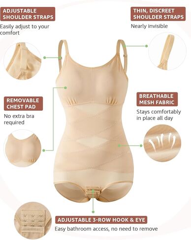 Shapewear for Women Tummy Control Bodysuit Stomach Body Shaper Girdles Waist Trainer Body Suit with Built in Bra in Saudi Arabia
