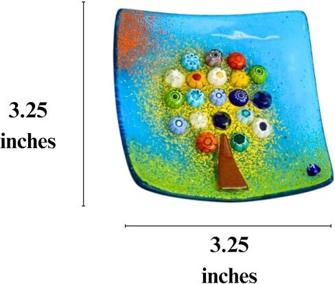 Via Graceffo Murano Glass Tree of Life Dish, Turquoise, Decorative Dish, Jewelry Tray, Jewelry Holder, Made in Italy (Small) in Kuwait