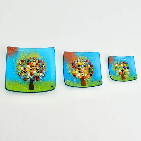 Via Graceffo Murano Glass Tree of Life Dish, Turquoise, Decorative Dish, Jewelry Tray, Jewelry Holder, Made in Italy (Small) in Kuwait