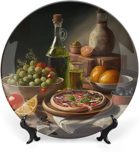 Decorative Plates, Cat on The Window Watercolor Painting Ceramic Dinner Plate Home Wobble-Plate with Display Stand, Wall Hanging Decor for Living Dining Room Kitchen Household 7 Inch in Kuwait