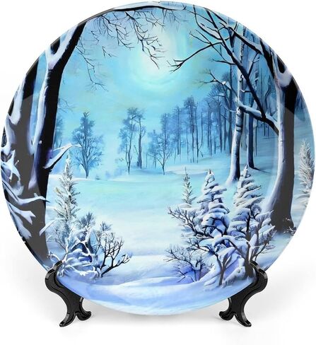 Decorative Plates, Cat on The Window Watercolor Painting Ceramic Dinner Plate Home Wobble-Plate with Display Stand, Wall Hanging Decor for Living Dining Room Kitchen Household 7 Inch in Kuwait