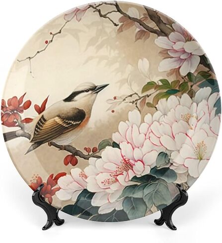 Decorative Plates, Cat on The Window Watercolor Painting Ceramic Dinner Plate Home Wobble-Plate with Display Stand, Wall Hanging Decor for Living Dining Room Kitchen Household 7 Inch in Kuwait