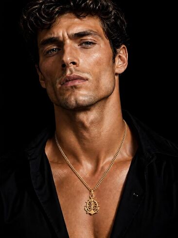 Anchor Necklace for Men 14K Gold Jewelry Marine Summer Necklace Gifts for Husband, Boyfriend, Father in Saudi Arabia