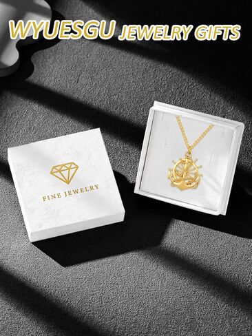 Anchor Necklace for Men 14K Gold Jewelry Marine Summer Necklace Gifts for Husband, Boyfriend, Father in Saudi Arabia