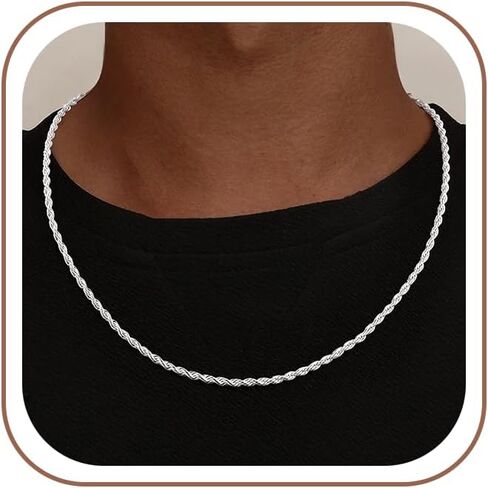 4mm 5mm Rope Chain 925 Sterling Silver Chain Necklace for Men Diamond-Cut Braided Rope Silver Jewelry 18/20/22/24 Inch in Saudi Arabia