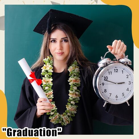 Suncalla Sage Green Graduation Ribbon Lei 2026 هاواي اليدوية التخرج Lei الكروشيه الأخضر الأوركيد Kukui الجوز Leis الاكريليك حبة قلادة للكلية المدرسة in Kuwait